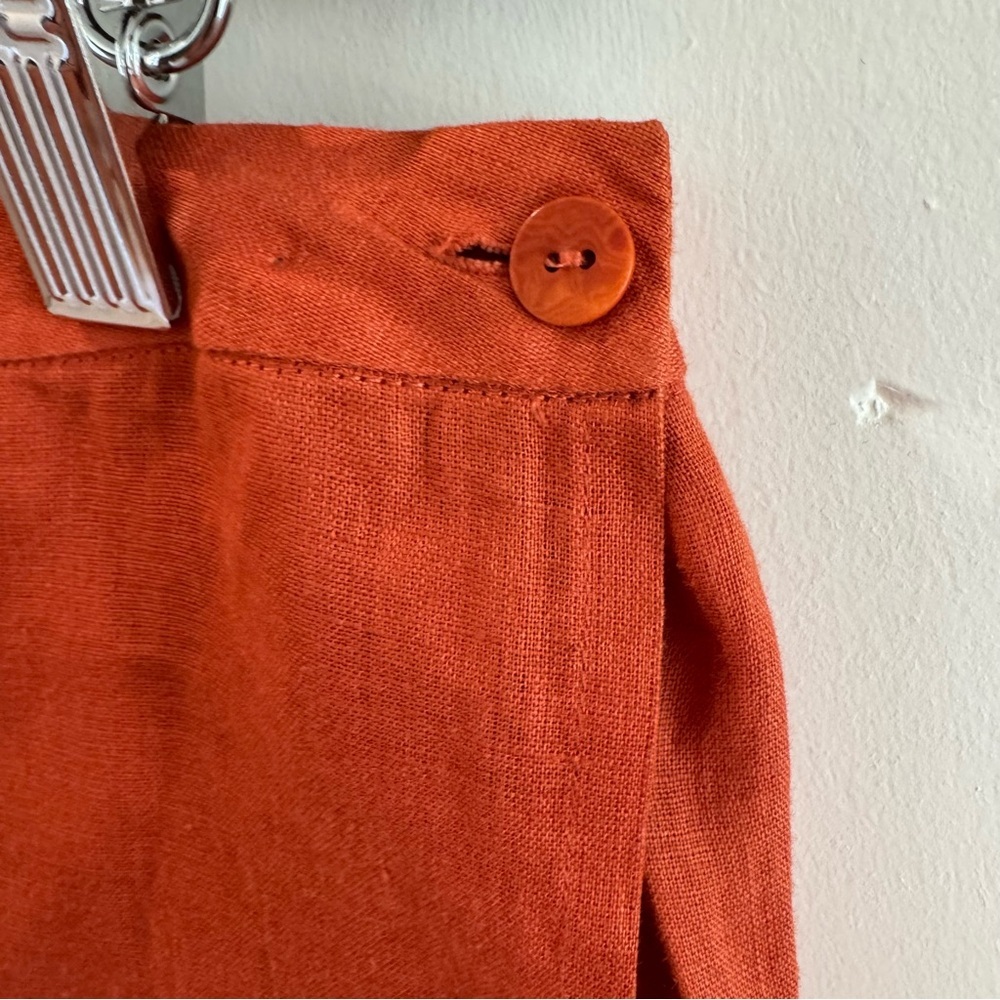 Eileen Fisher Burnt Orange 100% Irish Linen Wrap Maxi Skirt Medium - Picture 2 of 7